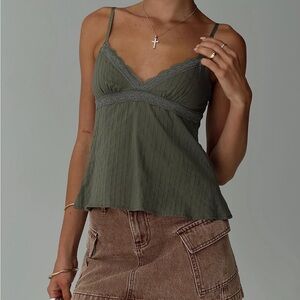 Princess Polly Lunya Top Olive, Size 6